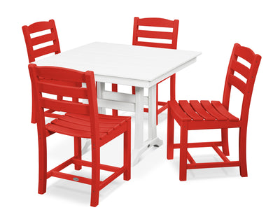 La Casa CafŽ 5-Piece Farmhouse Trestle Side Chair Dining Set