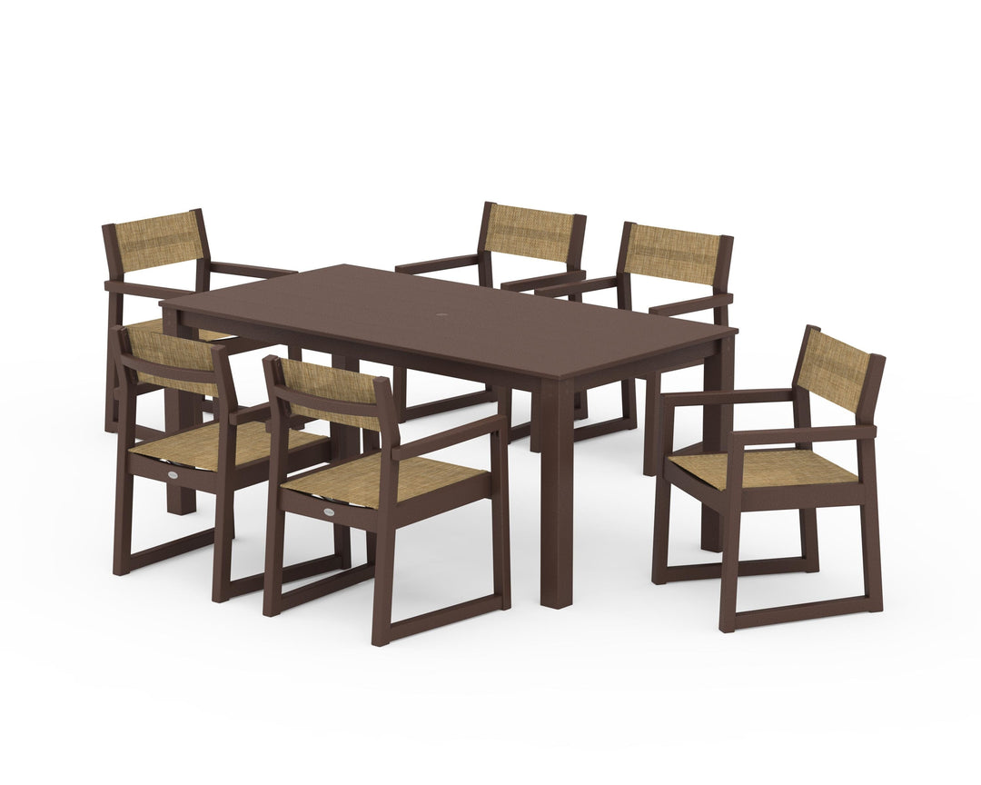 POLYWOOD® EDGE Sling Arm Chair 7-Piece Parsons Dining Set