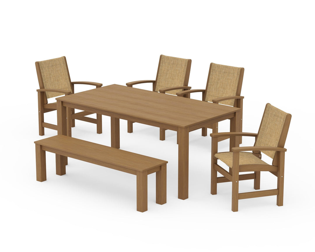 POLYWOOD® Coastal 6-Piece Parsons Dining Set with Bench