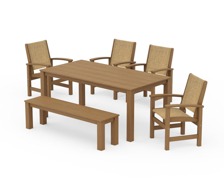 POLYWOOD® Coastal 6-Piece Parsons Dining Set with Bench