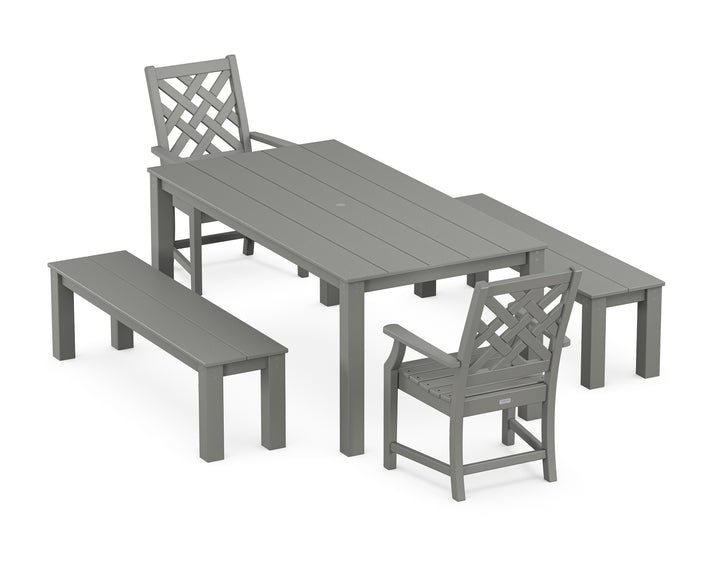 Country Living Wovendale 5-Piece Parsons Dining Set with Benches