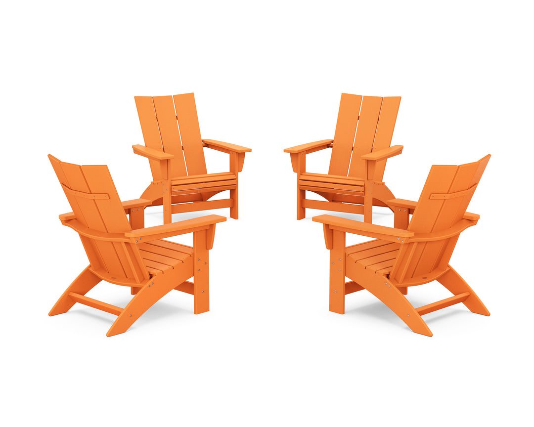 POLYWOOD® 4-Piece Modern Grand Adirondack Chair Conversation Set