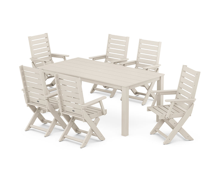 POLYWOOD® Captain Folding Chair 7-Piece Parsons Dining Set