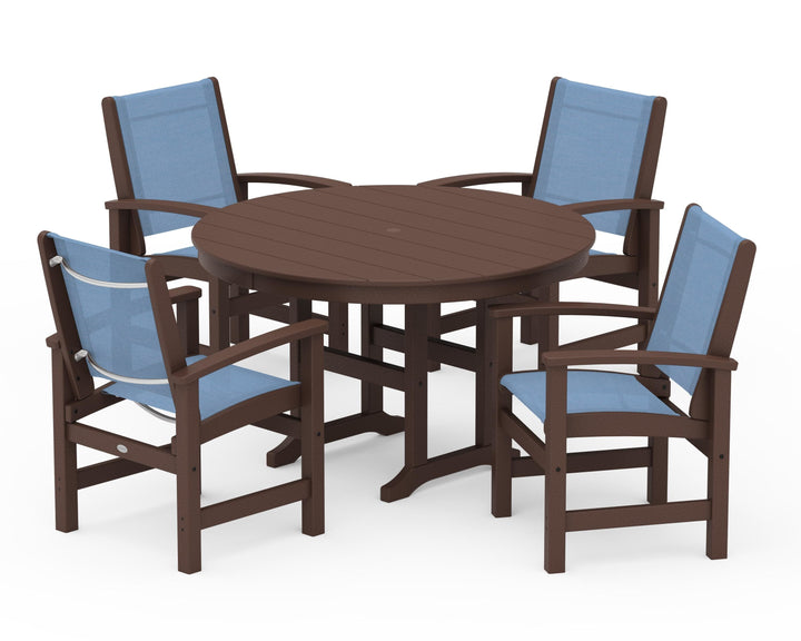 POLYWOOD® Coastal 5-Piece Round Farmhouse Dining Set