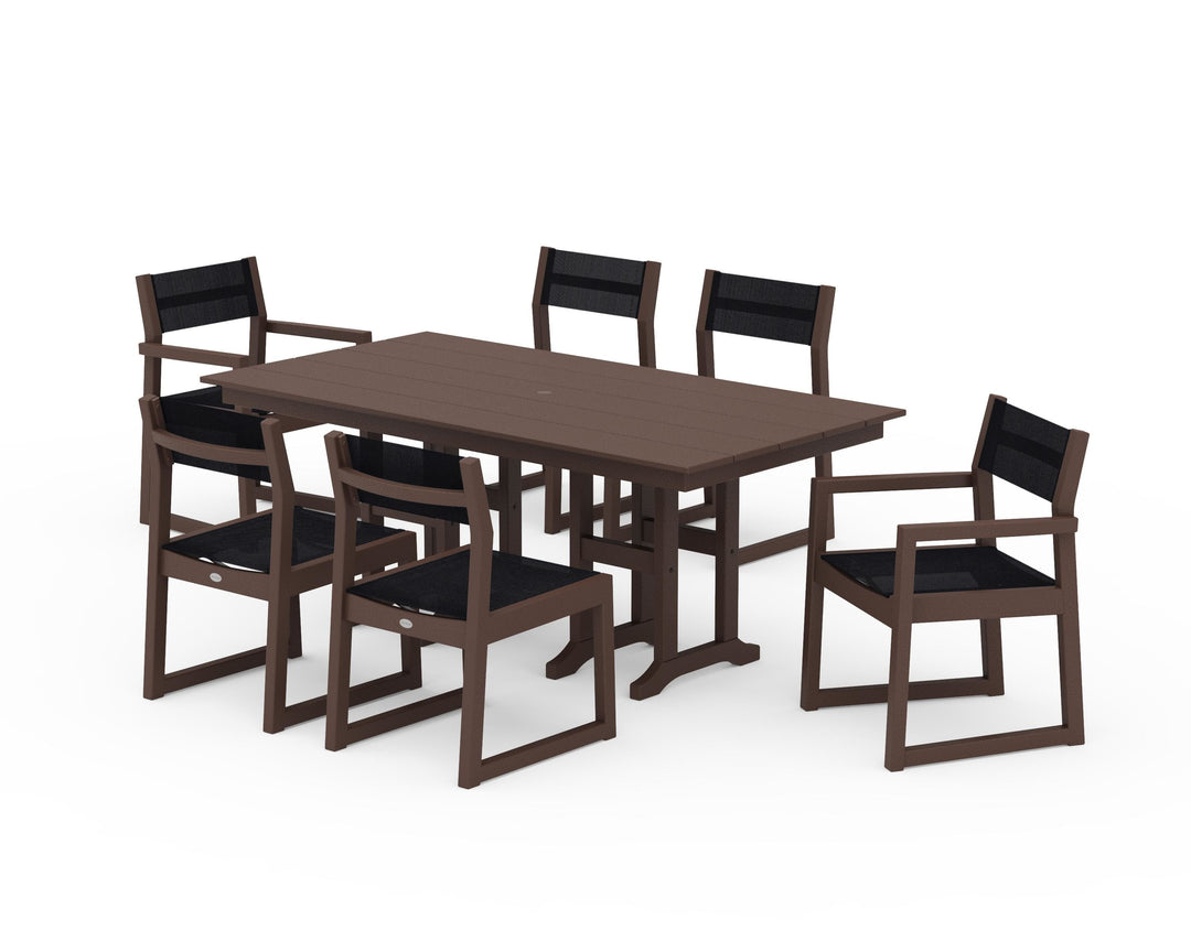 POLYWOOD® EDGE Sling 7-Piece Farmhouse Dining Set