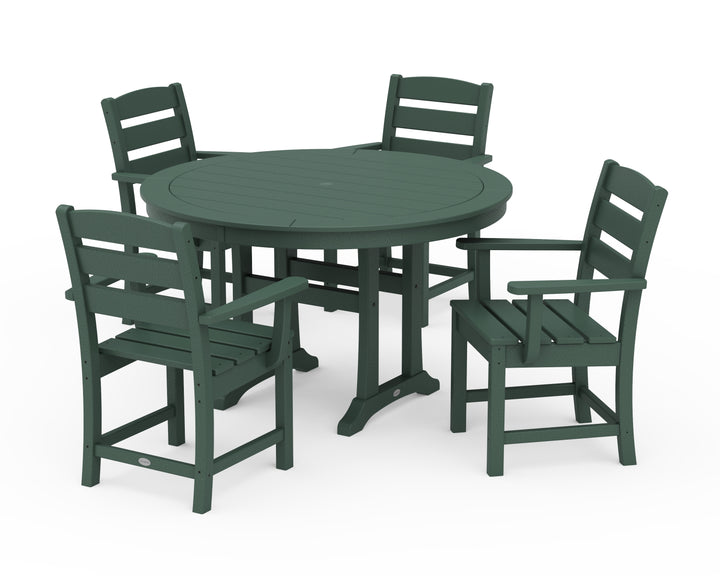 POLYWOOD® Lakeside 5-Piece Round Dining Set with Trestle Legs