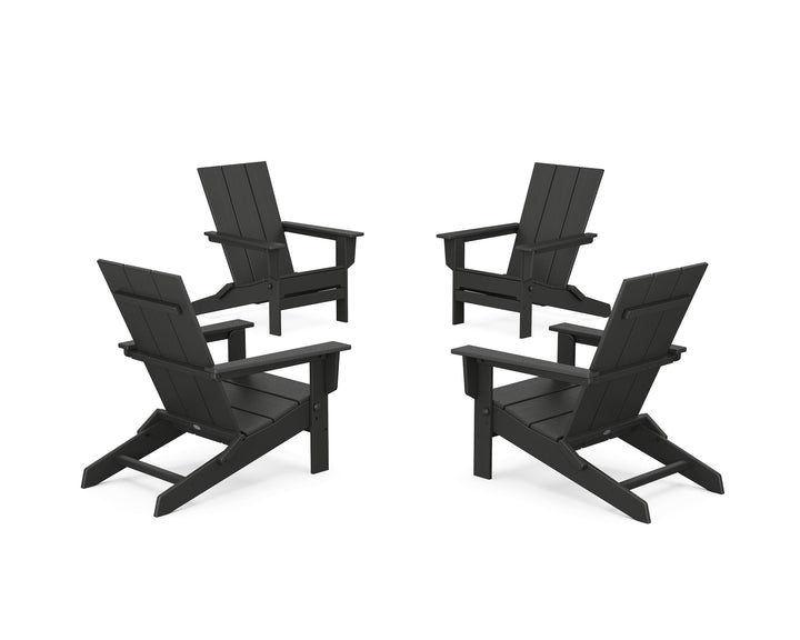 POLYWOOD® 4-Piece Modern Studio Folding Adirondack Chair Conversation Set