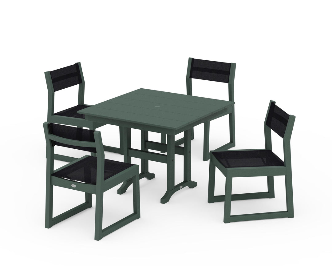 POLYWOOD® EDGE Sling Side Chair 5-Piece Farmhouse Dining Set