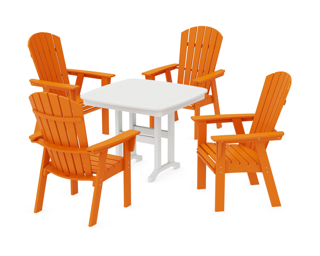 POLYWOOD® Nautical Curveback Adirondack 5-Piece Dining Set with Square Dining Table
