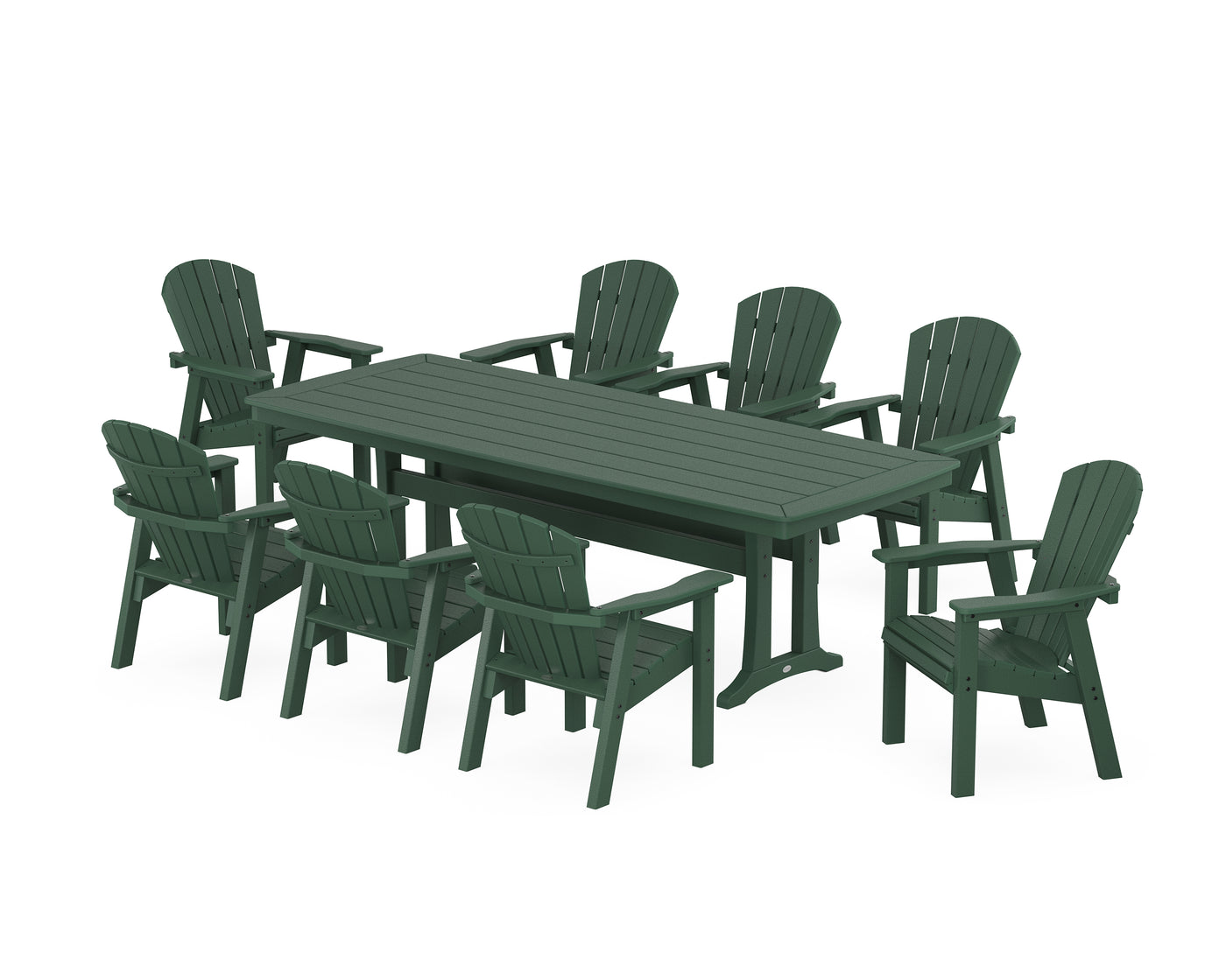 Seashell 9-Piece Dining Set with Trestle Legs