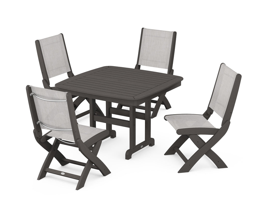 POLYWOOD® Coastal Folding Side Chair 5-Piece Dining Set