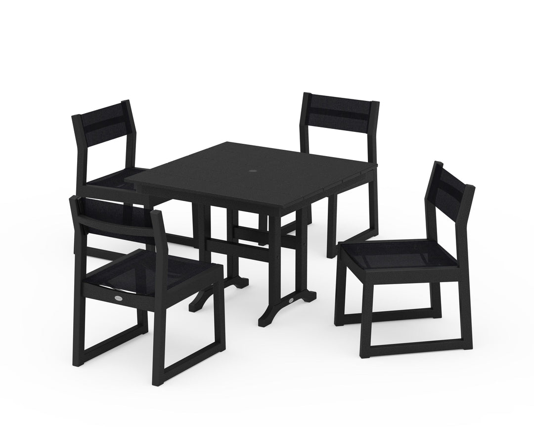 POLYWOOD® EDGE Sling Side Chair 5-Piece Farmhouse Dining Set