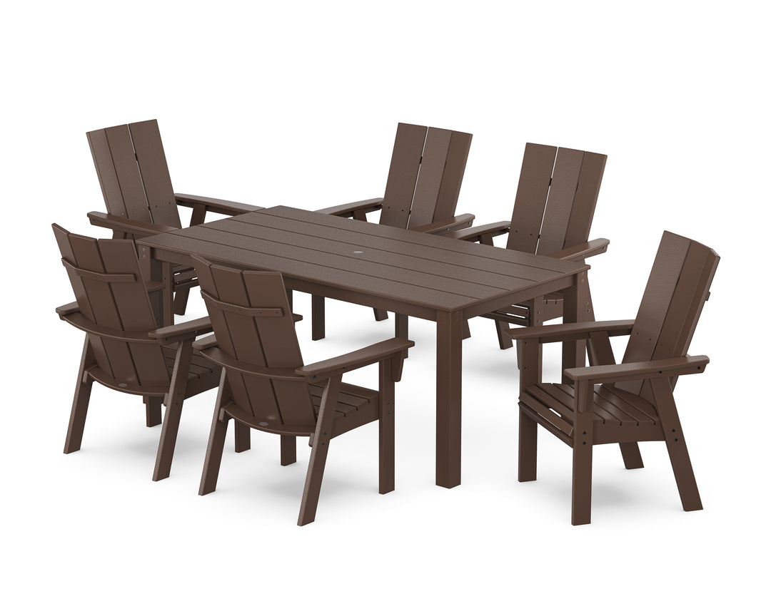 POLYWOOD® Modern Curveback Adirondack 7-Piece Parsons Dining Set
