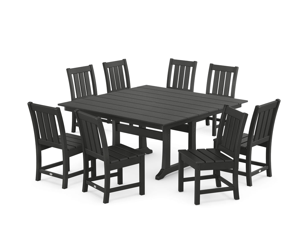 POLYWOOD® Oxford Side Chair 9-Piece Square Farmhouse Dining Set with Trestle Legs