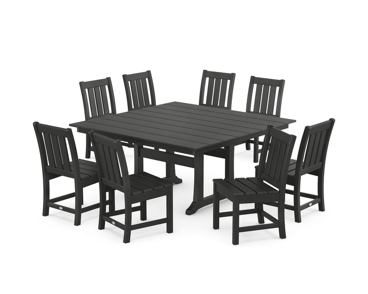 POLYWOOD® Oxford Side Chair 9-Piece Square Farmhouse Dining Set with Trestle Legs