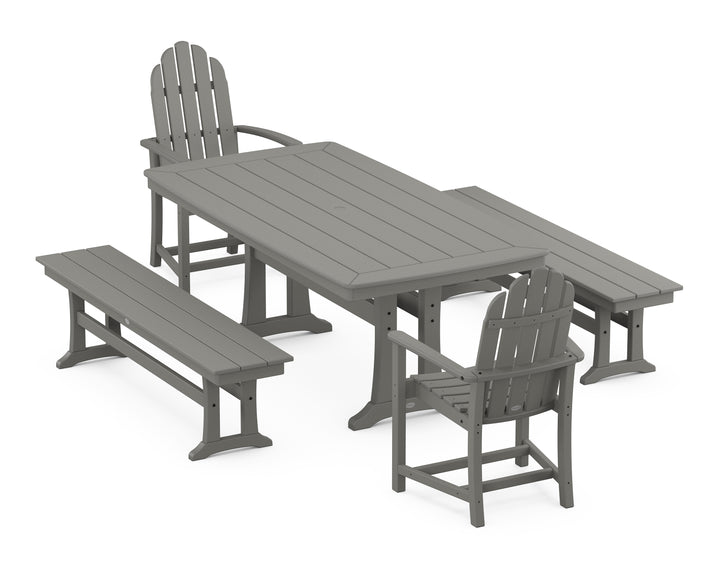 POLYWOOD® Classic Adirondack 5-Piece Dining Set with Trestle Legs