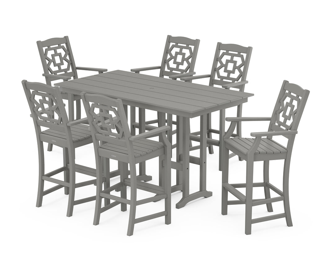 Martha Stewart by POLYWOOD® Chinoiserie Arm Chair 7-Piece Farmhouse Bar Set