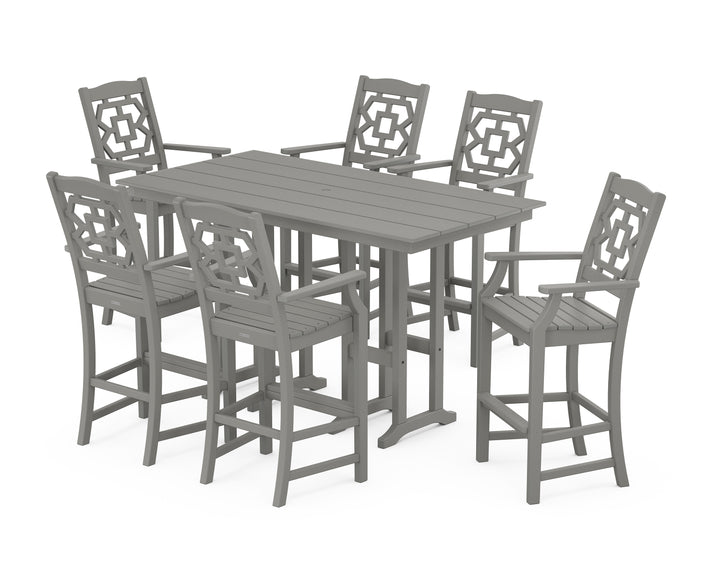 Martha Stewart by POLYWOOD® Chinoiserie Arm Chair 7-Piece Farmhouse Bar Set
