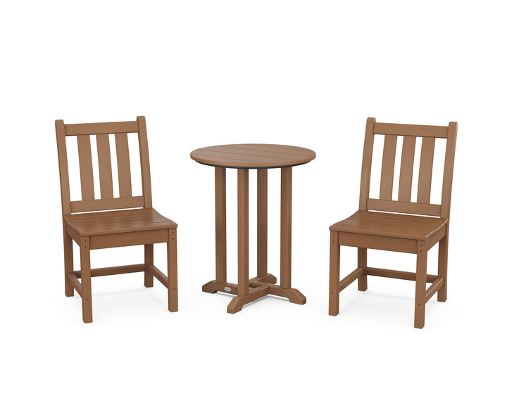 POLYWOOD® Traditional Garden Side Chair 3-Piece Round Bistro Dining Set
