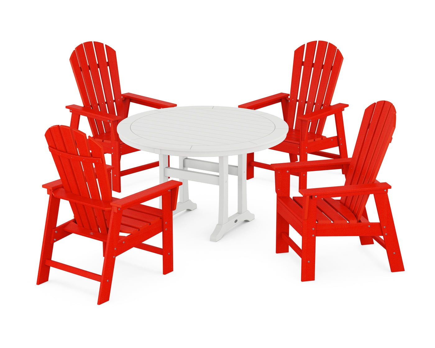 South Beach 5-Piece Round Dining Set with Trestle Legs