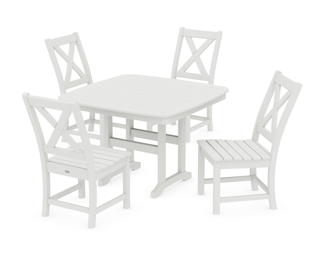 POLYWOOD® Braxton Side Chair 5-Piece Dining Set with Trestle Legs