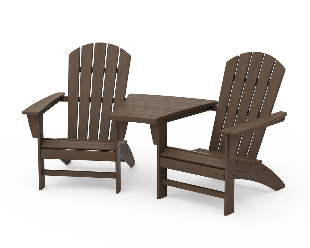 POLYWOOD® Nautical 3-Piece Adirondack Set with Angled Connecting Table