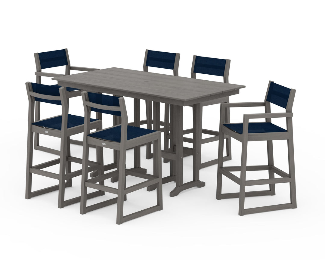 POLYWOOD® EDGE Sling 7-Piece Farmhouse Bar Set