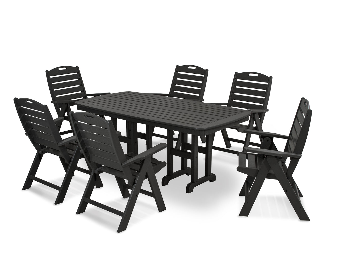 Nautical Folding Highback Chair 7-Piece Dining Set