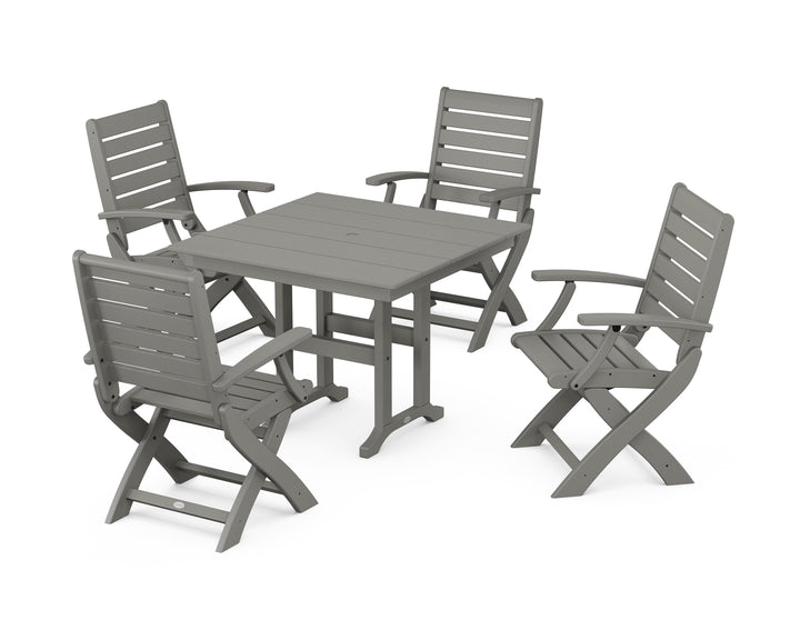 POLYWOOD® Signature Folding Chair 5-Piece Farmhouse Dining Set