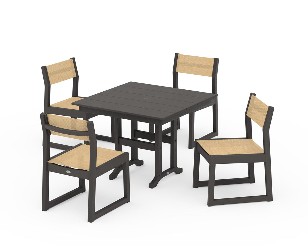 POLYWOOD® EDGE Sling Side Chair 5-Piece Farmhouse Dining Set