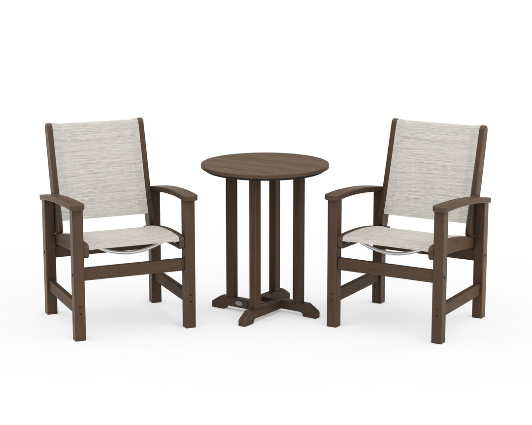 POLYWOOD® Coastal 3-Piece Round Bistro Dining Set