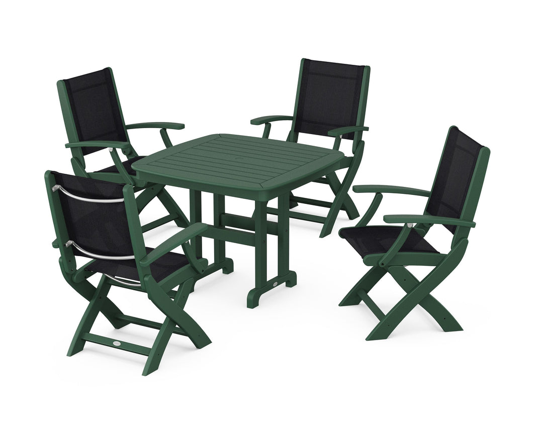 POLYWOOD® Coastal Folding Chair 5-Piece Dining Set