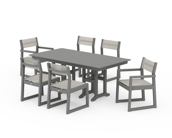 POLYWOOD® EDGE Sling 7-Piece Farmhouse Dining Set