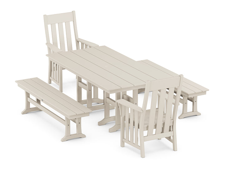 Martha Stewart by POLYWOOD® Acadia 5-Piece Farmhouse Dining Set with Benches