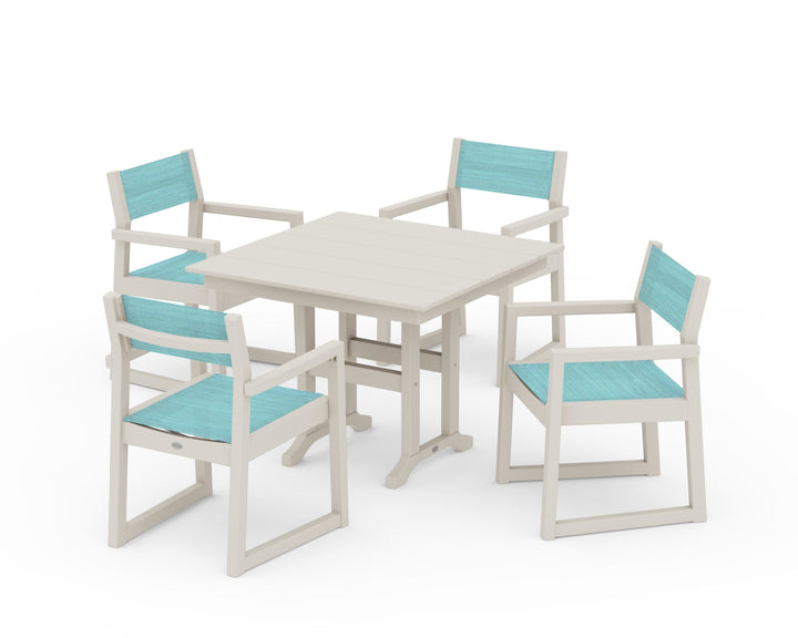 POLYWOOD® EDGE Sling Arm Chair 5-Piece Farmhouse Dining Set