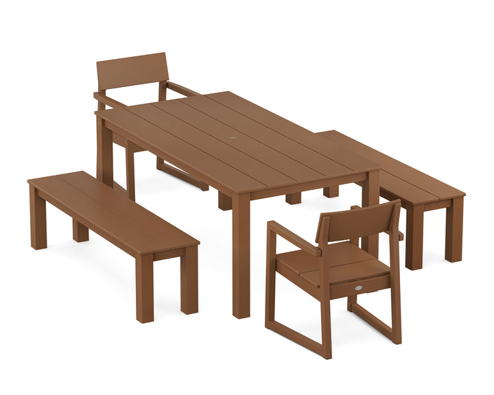 POLYWOOD® EDGE 5-Piece Parsons Dining Set with Benches