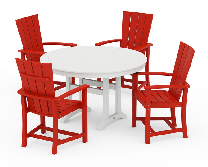 POLYWOOD® Quattro 5-Piece Round Dining Set with Trestle Legs