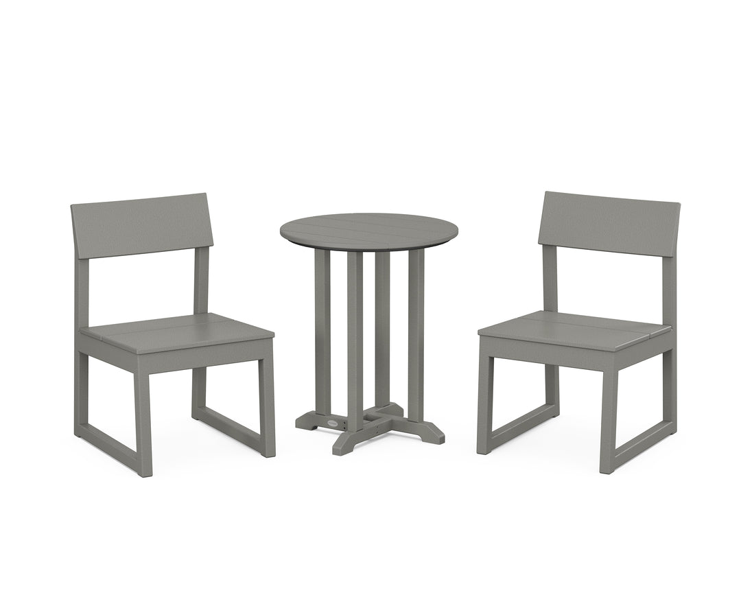 POLYWOOD® EDGE Side Chair 3-Piece Round Bistro Dining Set