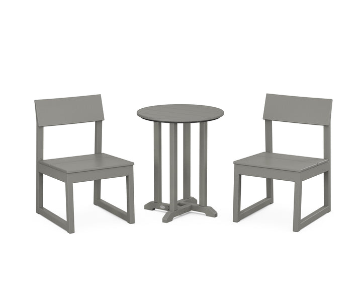 POLYWOOD® EDGE Side Chair 3-Piece Round Bistro Dining Set
