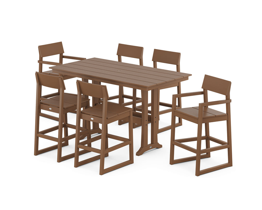 POLYWOOD® EDGE 7-Piece Farmhouse Bar Set with Trestle Legs