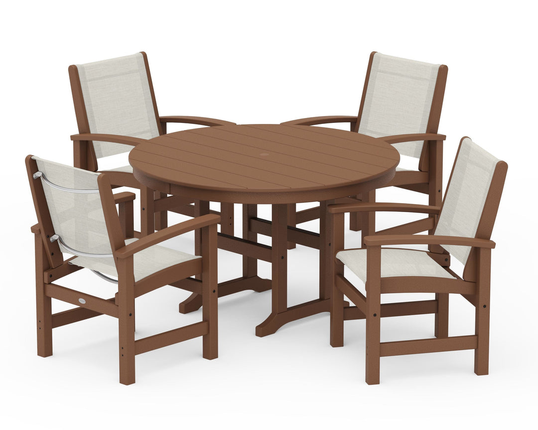 POLYWOOD® Coastal 5-Piece Round Farmhouse Dining Set