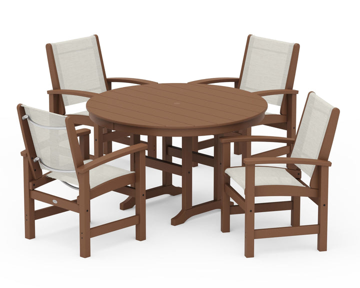 POLYWOOD® Coastal 5-Piece Round Farmhouse Dining Set