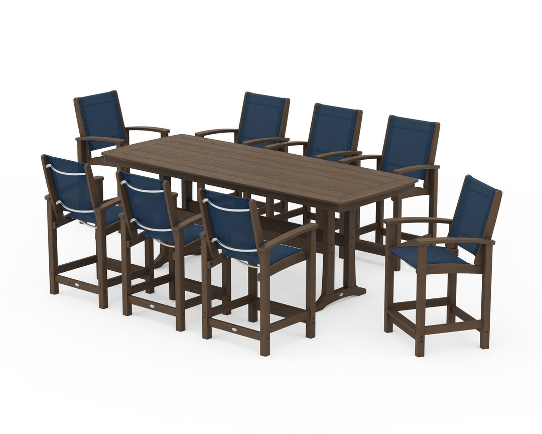 POLYWOOD® Coastal 9-Piece Counter Set with Trestle Legs