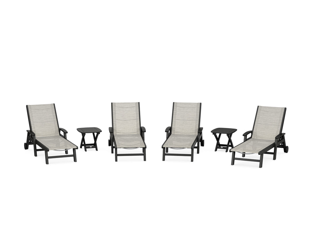 POLYWOOD® Coastal Chaise 6-Piece Set with Wheels