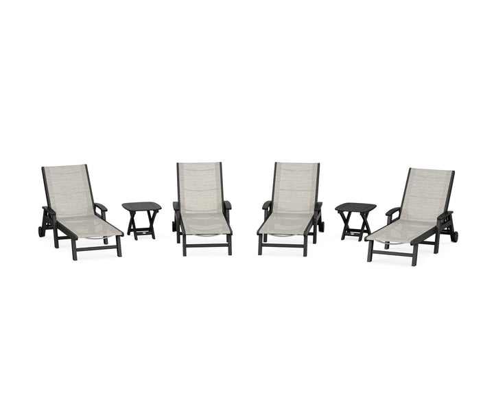 POLYWOOD® Coastal Chaise 6-Piece Set with Wheels