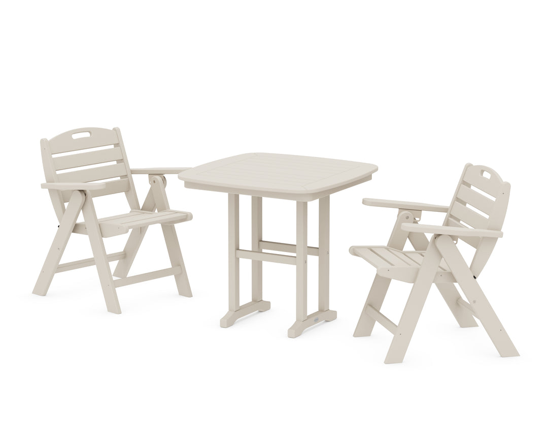 POLYWOOD® Nautical Folding Lowback Chair 3-Piece Dining Set