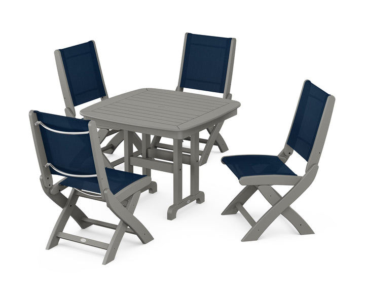 POLYWOOD® Coastal Folding Side Chair 5-Piece Dining Set