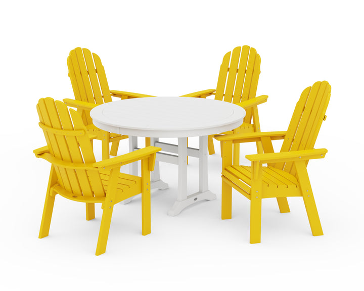 POLYWOOD® Vineyard Curveback Adirondack 5-Piece Nautical Trestle Dining Set
