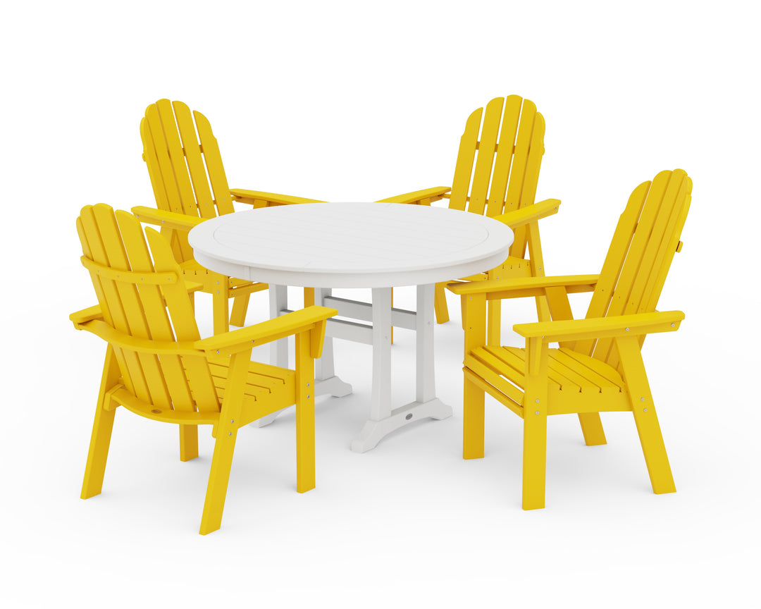 POLYWOOD® Vineyard Curveback Adirondack 5-Piece Nautical Trestle Dining Set