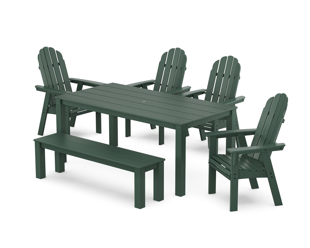POLYWOOD® Vineyard Curveback Adirondack 6-Piece Parsons Dining Set with Bench